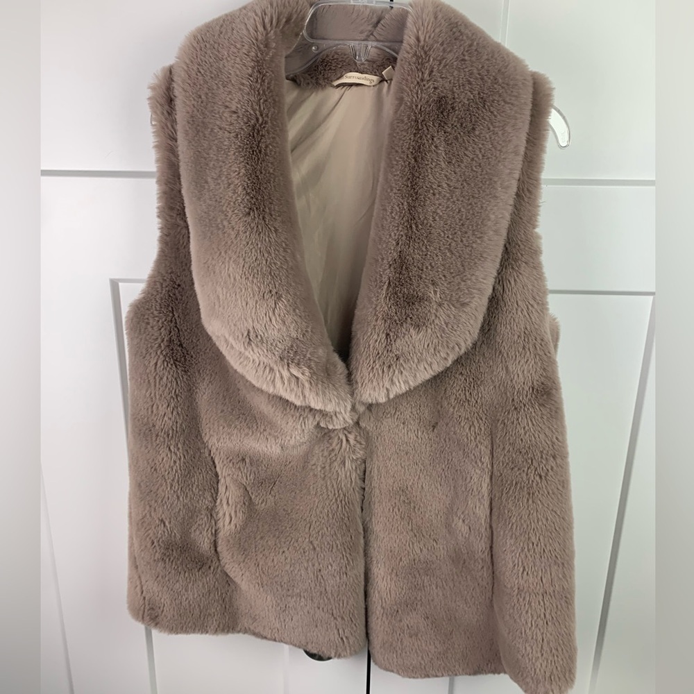 Soft Surroundings Faux Fur Plush Vest MEDIUM Mauve Cozy Lodge - Picture 2 of 7
